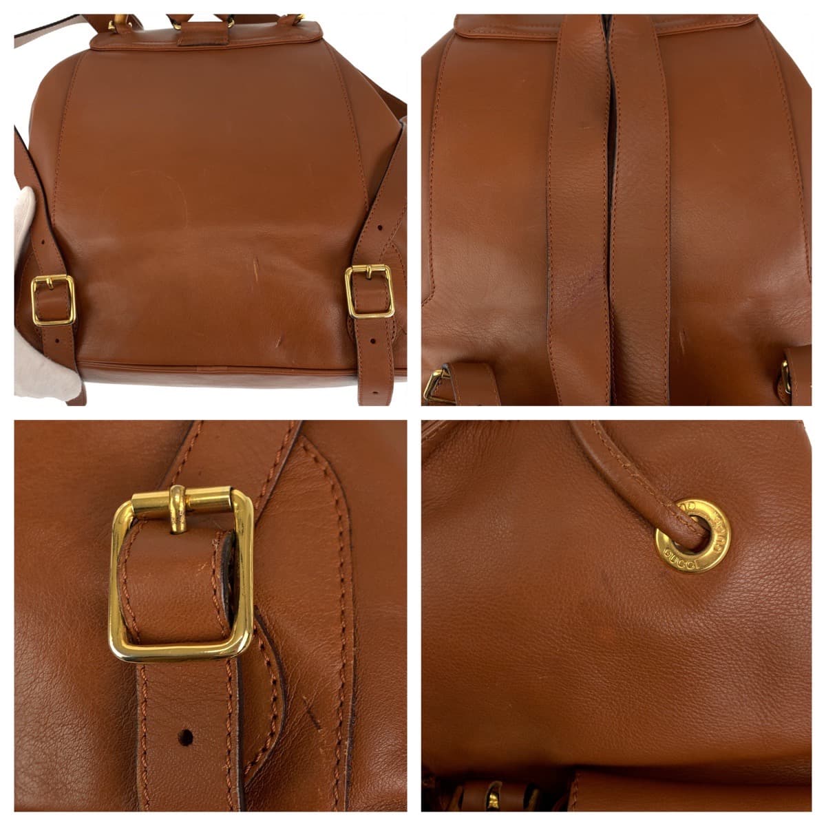 10460
GUCCI グッチ ヴィンテージ バンブー オールドグッチ ブラウン ゴールド金具 レザー 008 2058 0016 リュックサック バックパック  レディース