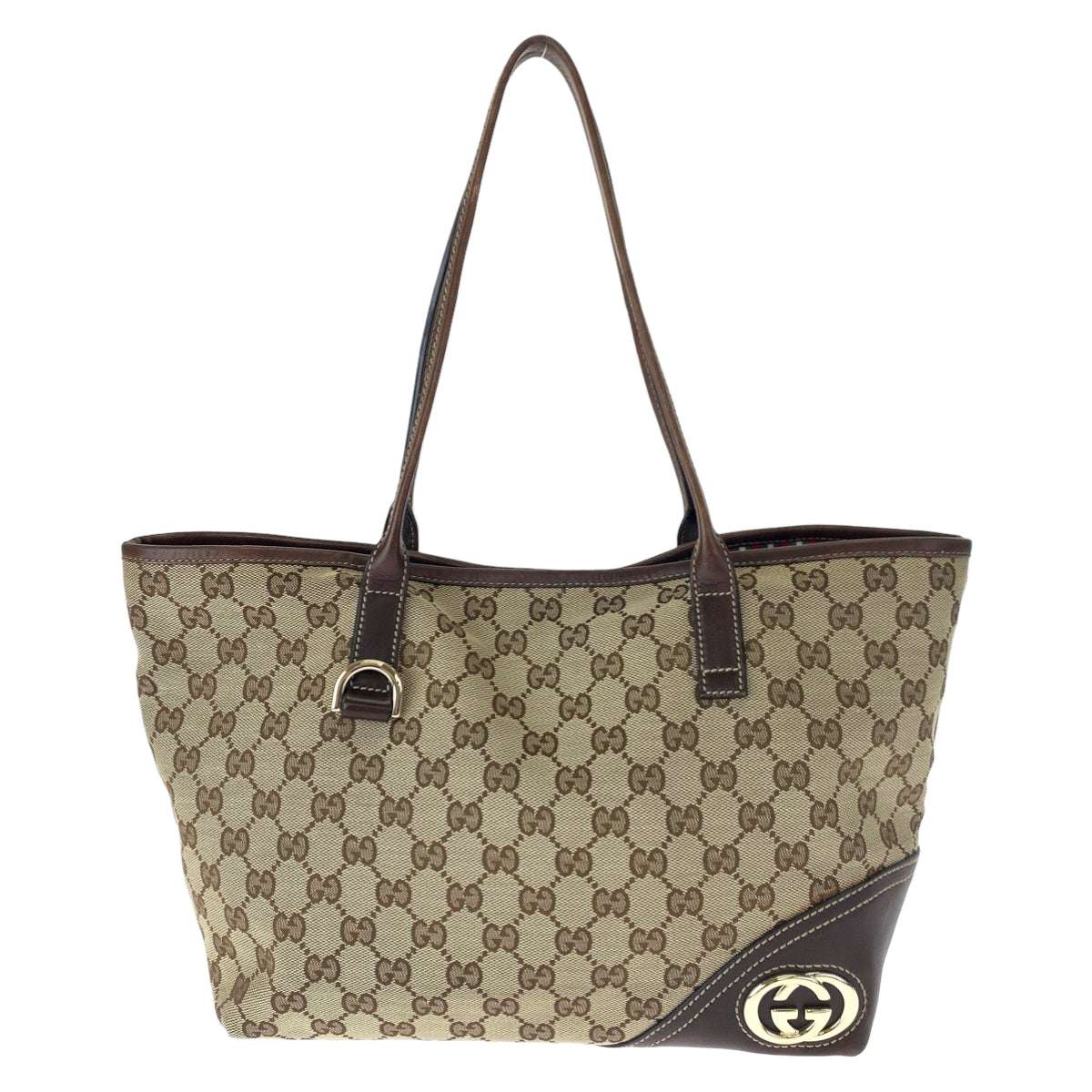 GUCCI グッチ インターロッキングG ニューブリット ブラウン 茶 ベージュ GGキャンバス 169946 トートバッグ ハンドバッグ  レディース