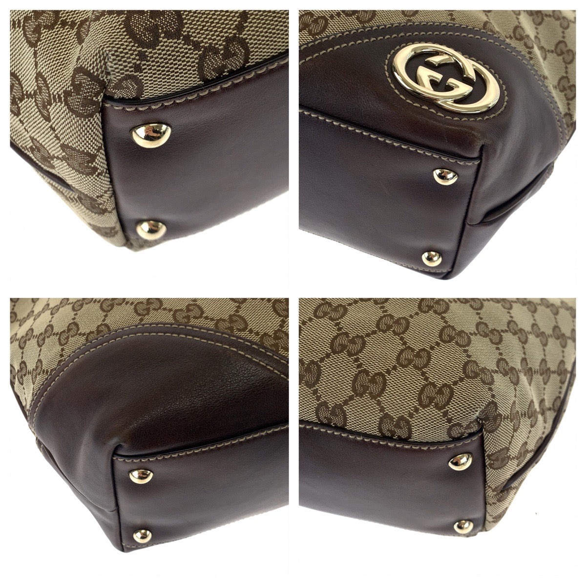 GUCCI グッチ インターロッキングG ニューブリット ブラウン 茶 ベージュ GGキャンバス 169946 トートバッグ ハンドバッグ  レディース