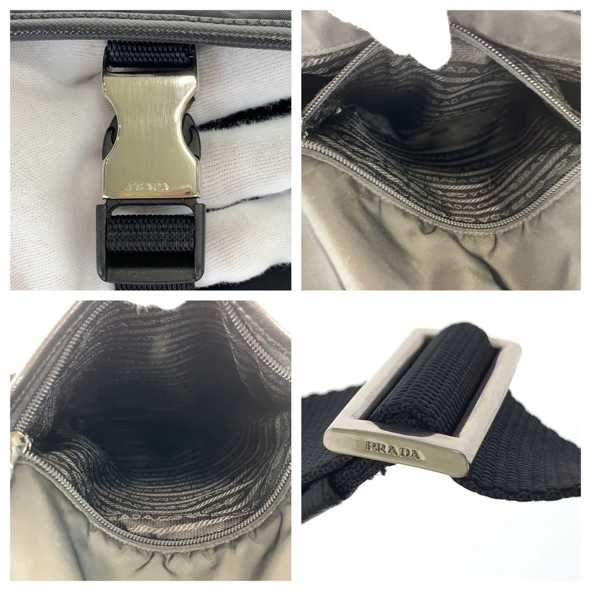 10464
 PRADA Tessuto Triangle Logo Plate Black Silver Hardware Nylon VA0339 Crossbody Shoulder Bag Messenger Bag for Women