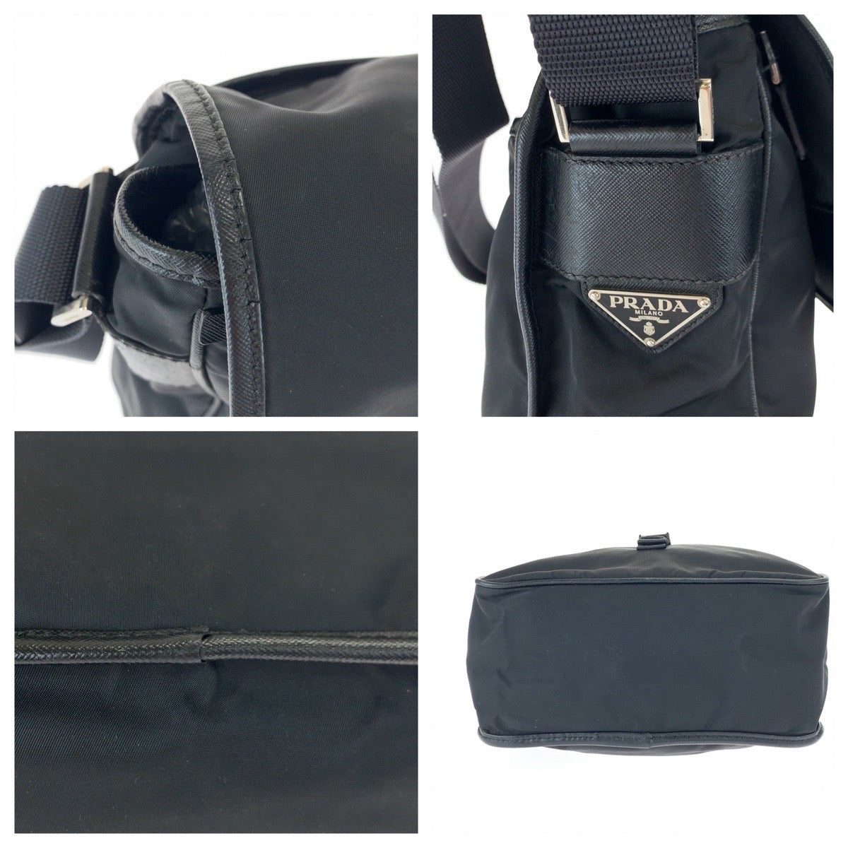 10464
 PRADA Tessuto Triangle Logo Plate Black Silver Hardware Nylon VA0339 Crossbody Shoulder Bag Messenger Bag for Women