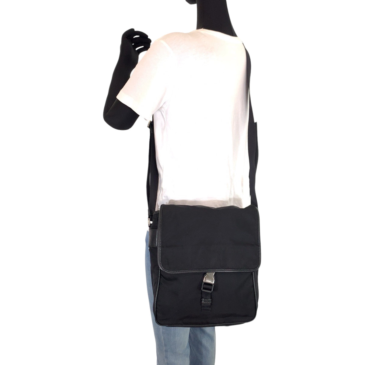 10464
 PRADA Tessuto Triangle Logo Plate Black Silver Hardware Nylon VA0339 Crossbody Shoulder Bag Messenger Bag for Women