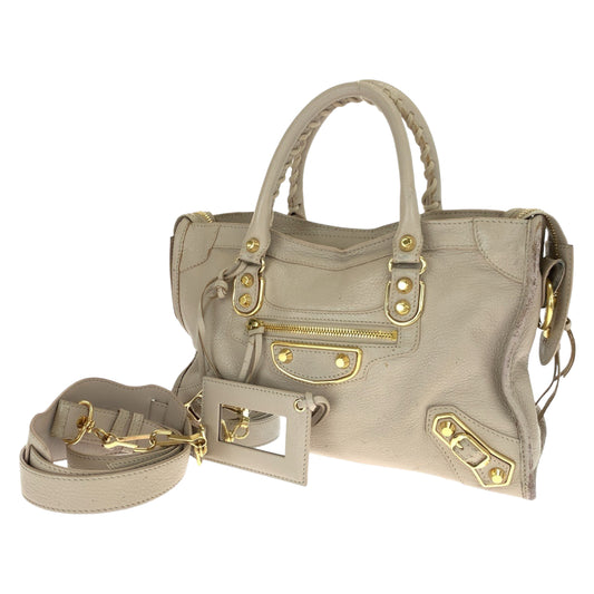 BALENCIAGA バレンシアガ クラシックメタルエッジシティ ベージュ ゴールド金具 ゴートレザー 432831 ショルダーバッグ ハンドバッグ 2way  レディース