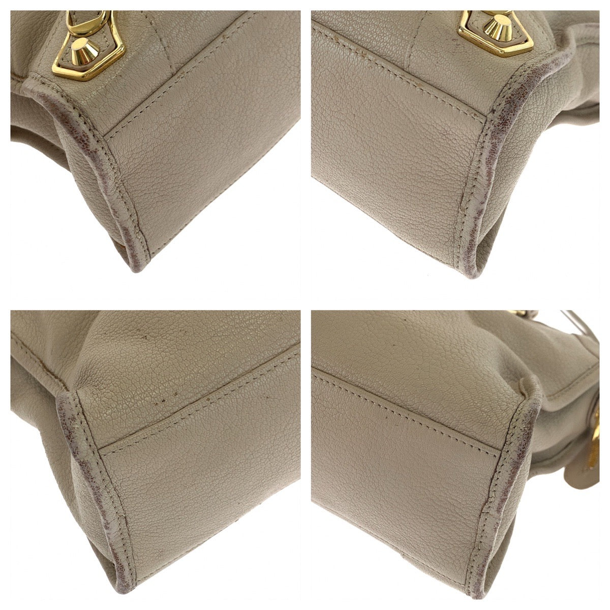 BALENCIAGA バレンシアガ クラシックメタルエッジシティ ベージュ ゴールド金具 ゴートレザー 432831 ショルダーバッグ ハンドバッグ 2way  レディース