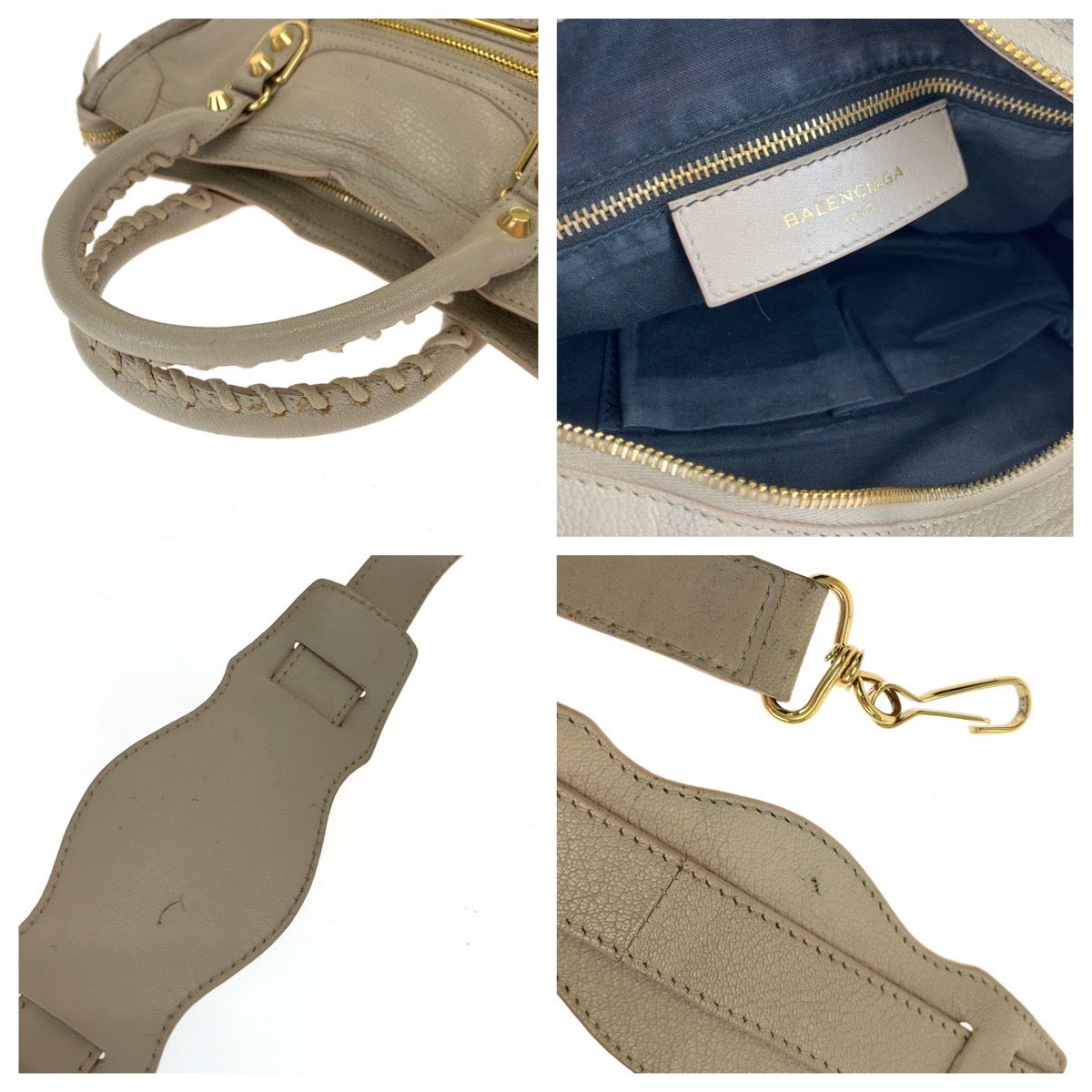 BALENCIAGA バレンシアガ クラシックメタルエッジシティ ベージュ ゴールド金具 ゴートレザー 432831 ショルダーバッグ ハンドバッグ 2way  レディース