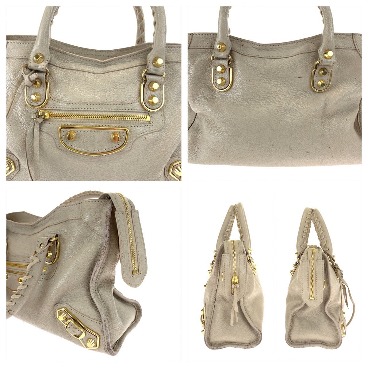 BALENCIAGA バレンシアガ クラシックメタルエッジシティ ベージュ ゴールド金具 ゴートレザー 432831 ショルダーバッグ ハンドバッグ 2way  レディース