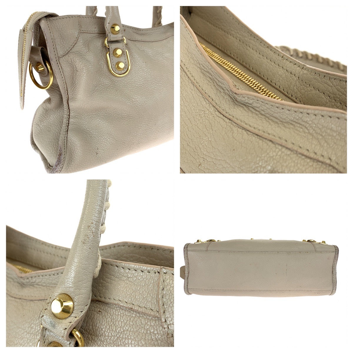 BALENCIAGA バレンシアガ クラシックメタルエッジシティ ベージュ ゴールド金具 ゴートレザー 432831 ショルダーバッグ ハンドバッグ 2way  レディース