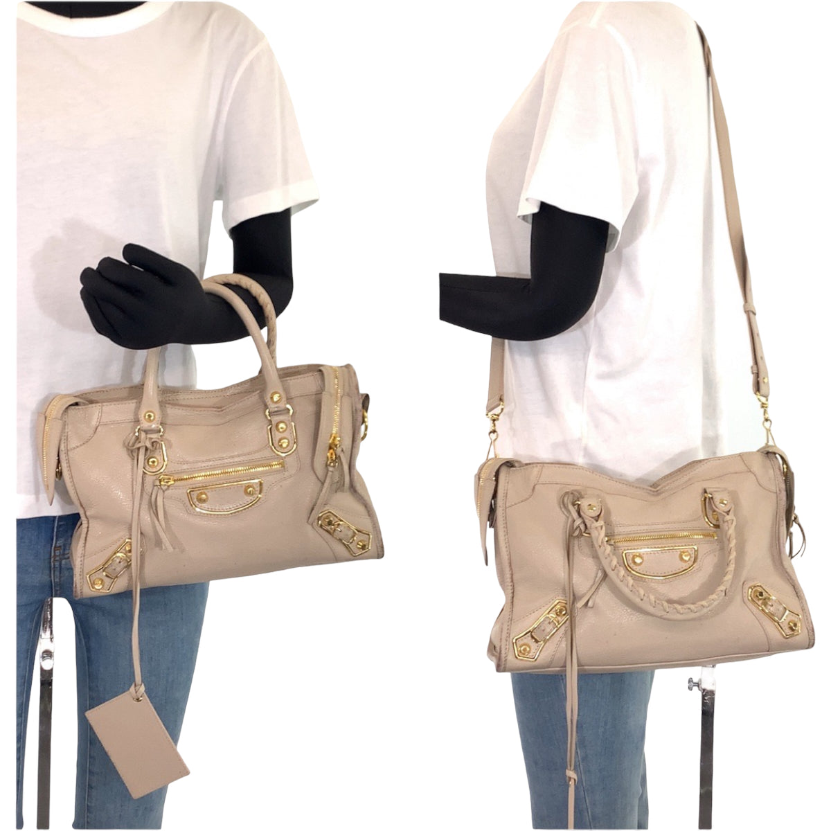 BALENCIAGA バレンシアガ クラシックメタルエッジシティ ベージュ ゴールド金具 ゴートレザー 432831 ショルダーバッグ ハンドバッグ 2way  レディース