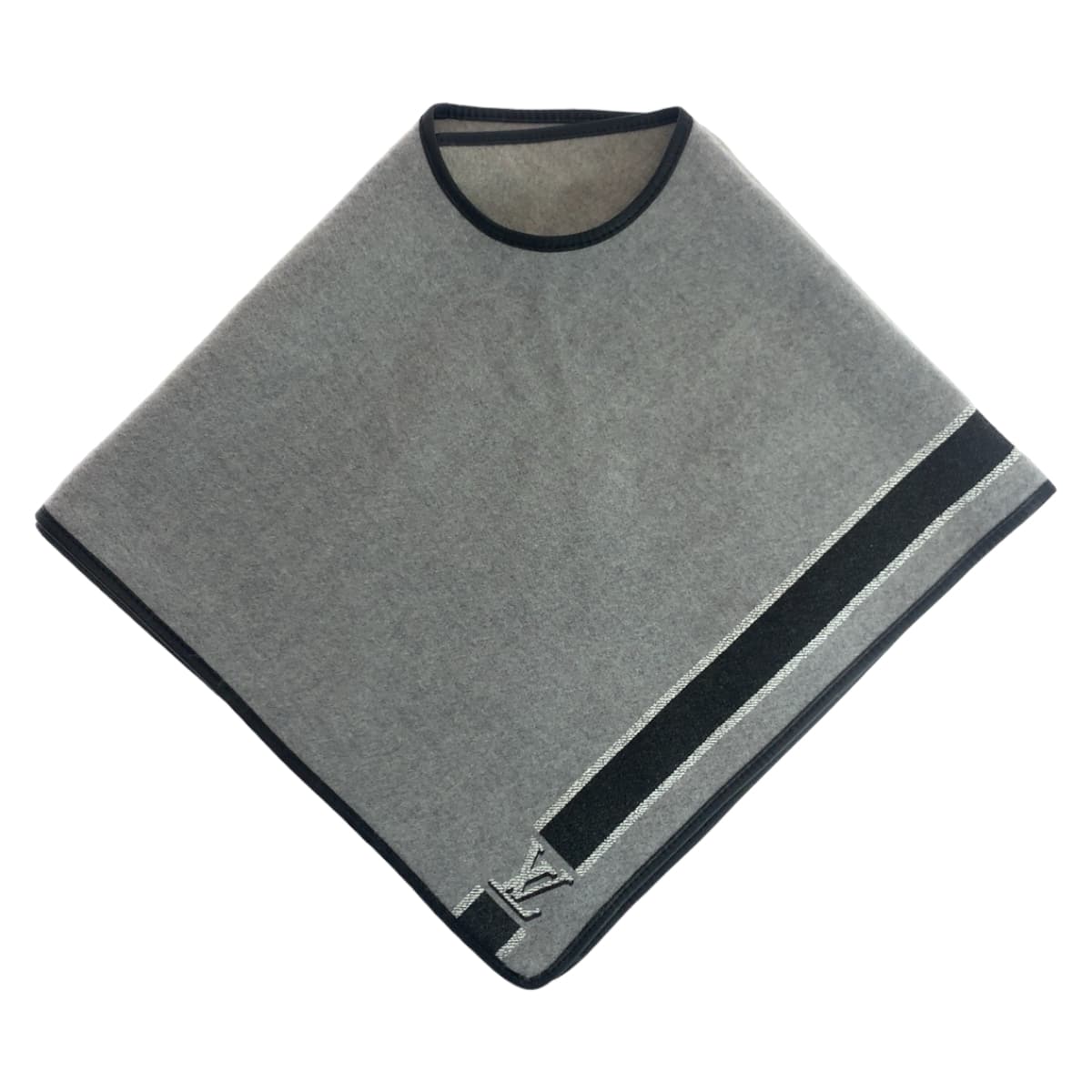 10467
 LOUIS VUITTON Louis Vuitton 23AW Shawl 70 Explorer Gray Navy Wool M79288 Shawl Stole Women's