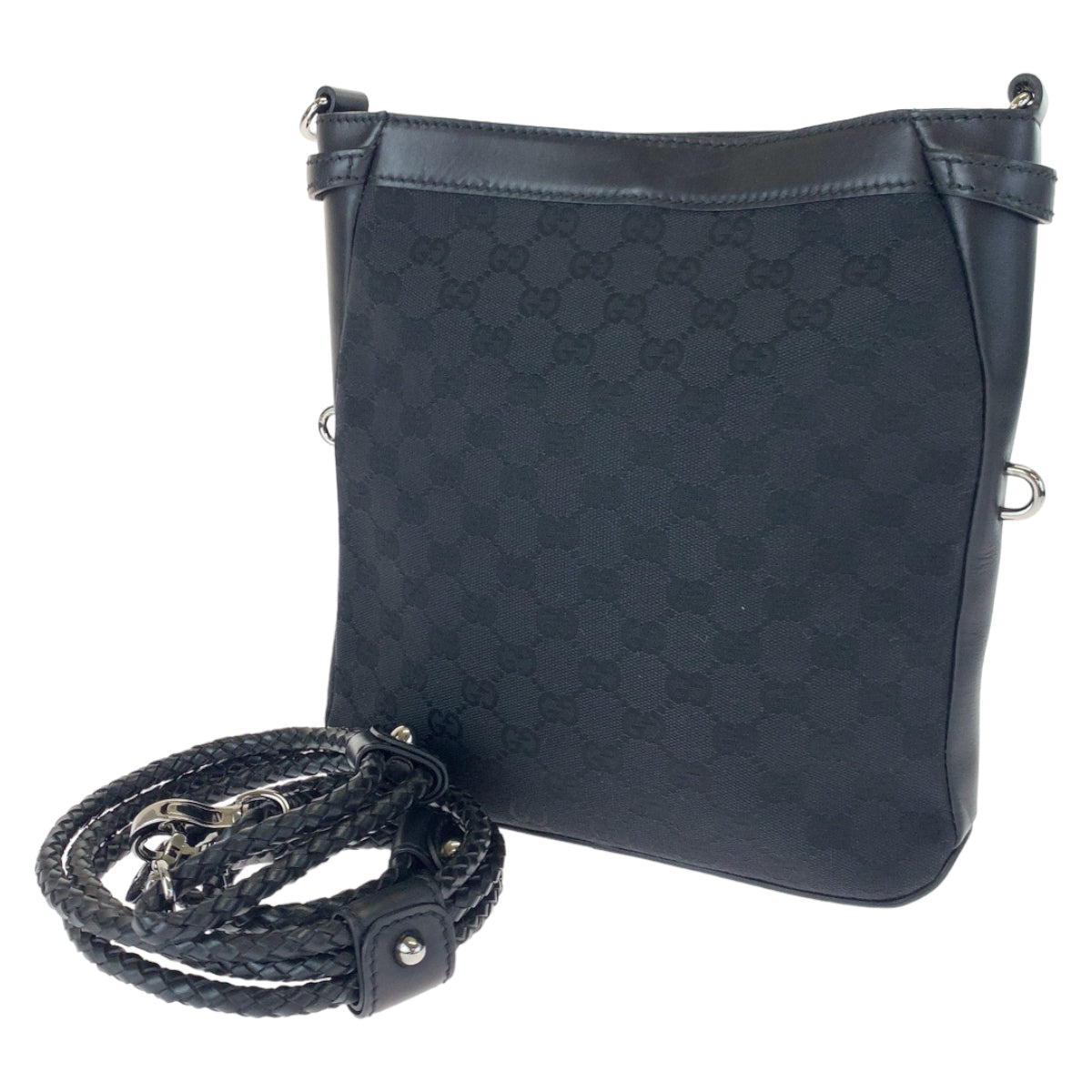 GUCCI グッチ ブラック 黒 GGキャンバス / レザー 109106 ショルダーバッグ 斜め掛け  レディース