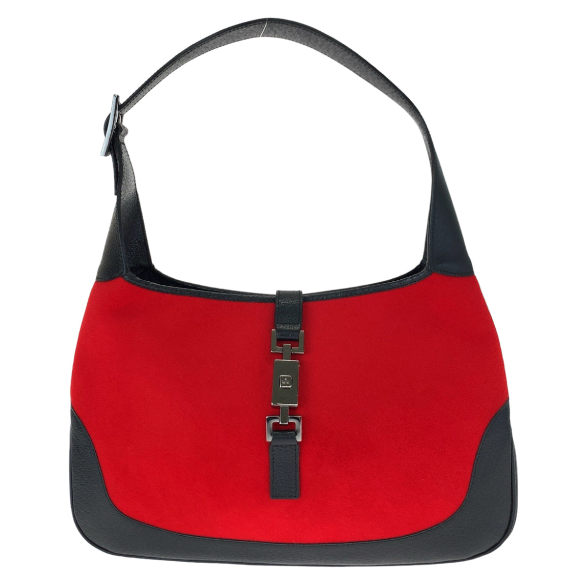 GUCCI グッチ ジャッキー レッド 赤 ブラック 黒 シルバー金具 スウェード 001 3306 ワンショルダーバッグ 肩掛け  レディース