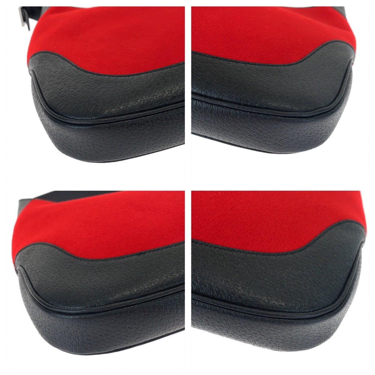 GUCCI グッチ ジャッキー レッド 赤 ブラック 黒 シルバー金具 スウェード 001 3306 ワンショルダーバッグ 肩掛け  レディース
