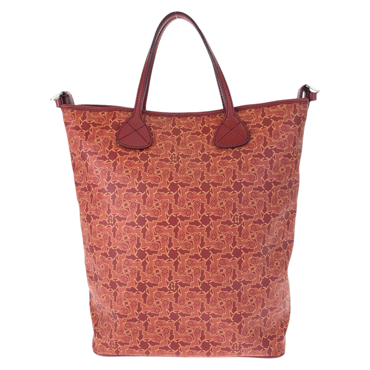 10471
CELINE セリーヌ サルキー 馬車柄 レッド PVC WD ST 0088 トートバッグ ハンドバッグ  レディース ABP16