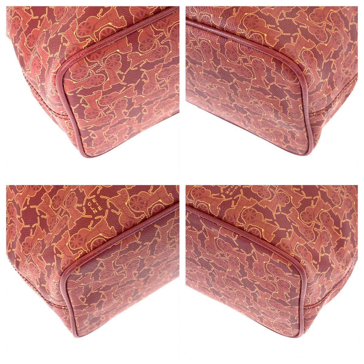 10471
CELINE セリーヌ サルキー 馬車柄 レッド PVC WD ST 0088 トートバッグ ハンドバッグ  レディース ABP16