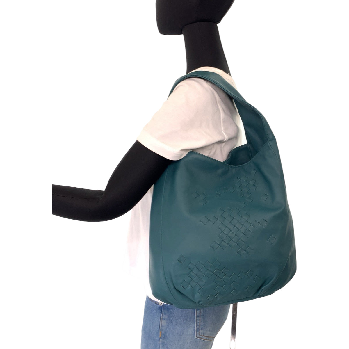 10472
 BOTTEGAVENETA Bottega Veneta Intrecciato Hobo Green Leather 131673 One Shoulder Bag for Women