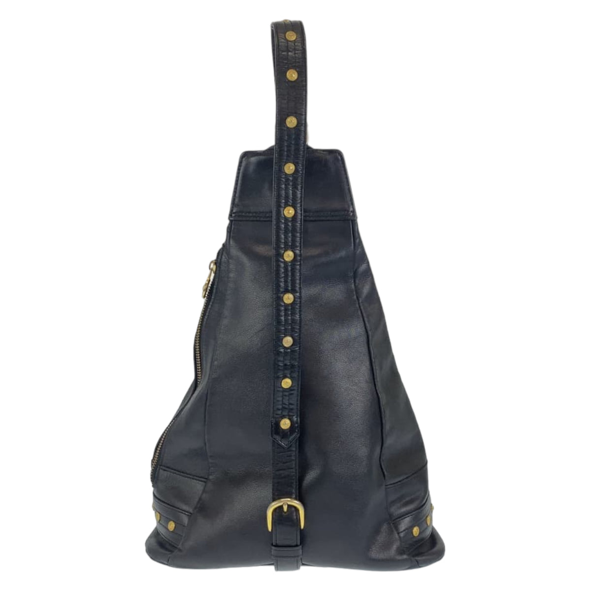 Gianni Versace ジャンニ・ヴェルサーチ ヴィンテージ サンバースト ブラック 黒 ゴールド金具 レザー バケツ型 ワンショルダー  レディース