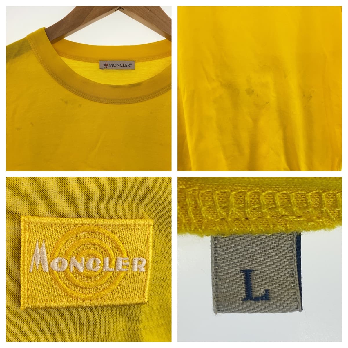 MONCLER Moncler Size L Yellow Cotton U-neck One point embroidery Men's