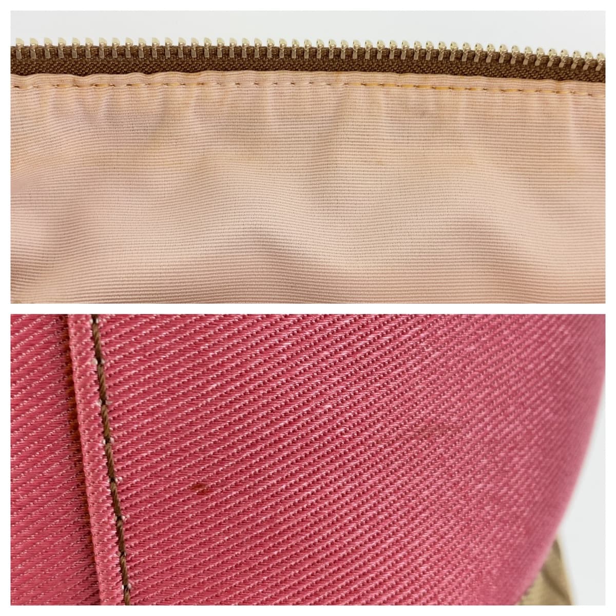 COACH コーチ シグネチャー ベージュ 茶 ピンク シルバー金具 キャンバス ハンドバッグ 肩掛け  レディース