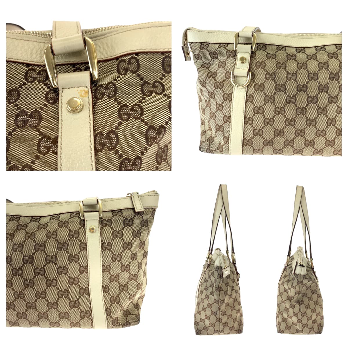 GUCCI グッチ アビー ブラウン 茶 ベージュ ゴールド金具 GGキャンバス / レザー 141470 トートバッグ ハンドバッグ  レディース