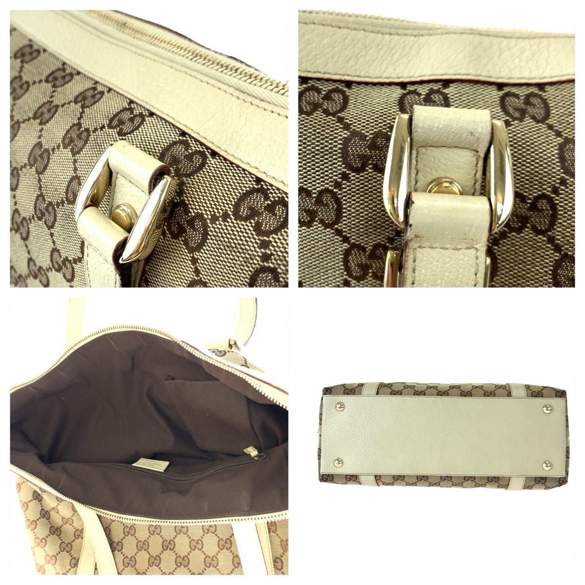 GUCCI グッチ アビー ブラウン 茶 ベージュ ゴールド金具 GGキャンバス / レザー 141470 トートバッグ ハンドバッグ  レディース
