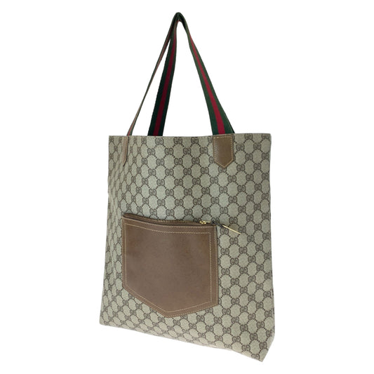 GUCCI グッチ ヴィンテージ オールドグッチ シェリーライン ブラウン 茶 ベージュ PVC トートバッグ ハンドバッグ  レディース