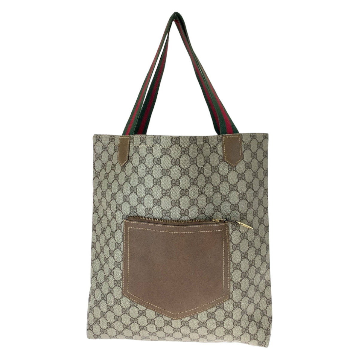 GUCCI グッチ ヴィンテージ オールドグッチ シェリーライン ブラウン 茶 ベージュ PVC トートバッグ ハンドバッグ  レディース