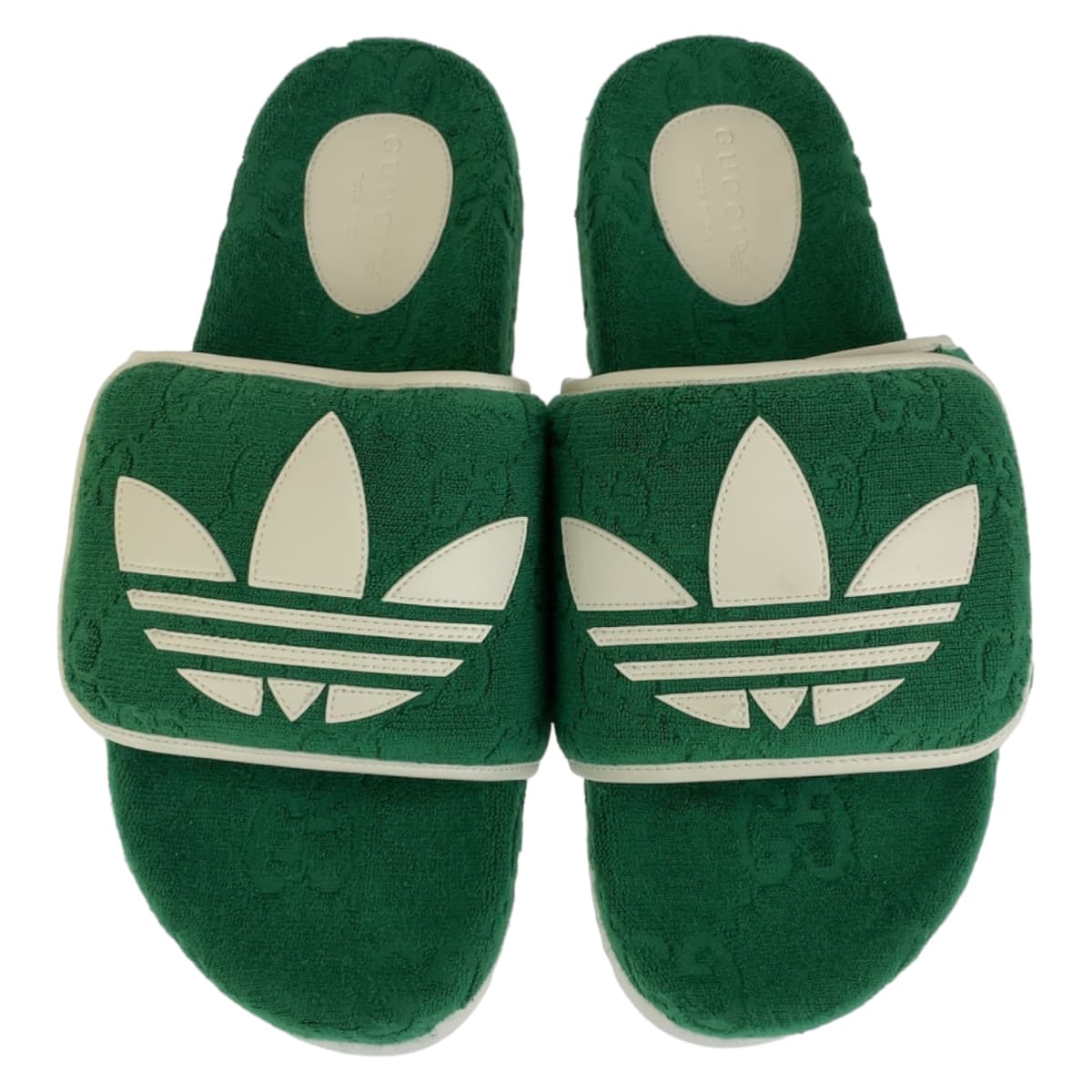 GUCCI グッチ adidas×GUCCI グリーン 緑 ホワイト 白 ラバー / GGコットン 702412 サンダル プラットフォーム  メンズ