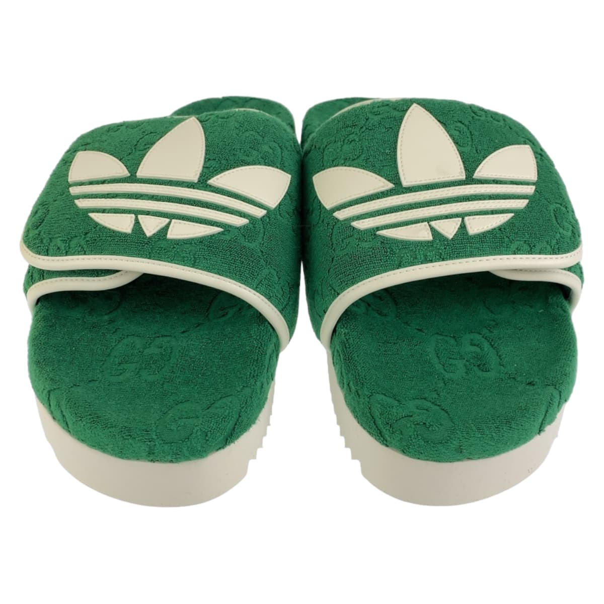 GUCCI グッチ adidas×GUCCI グリーン 緑 ホワイト 白 ラバー / GGコットン 702412 サンダル プラットフォーム  メンズ