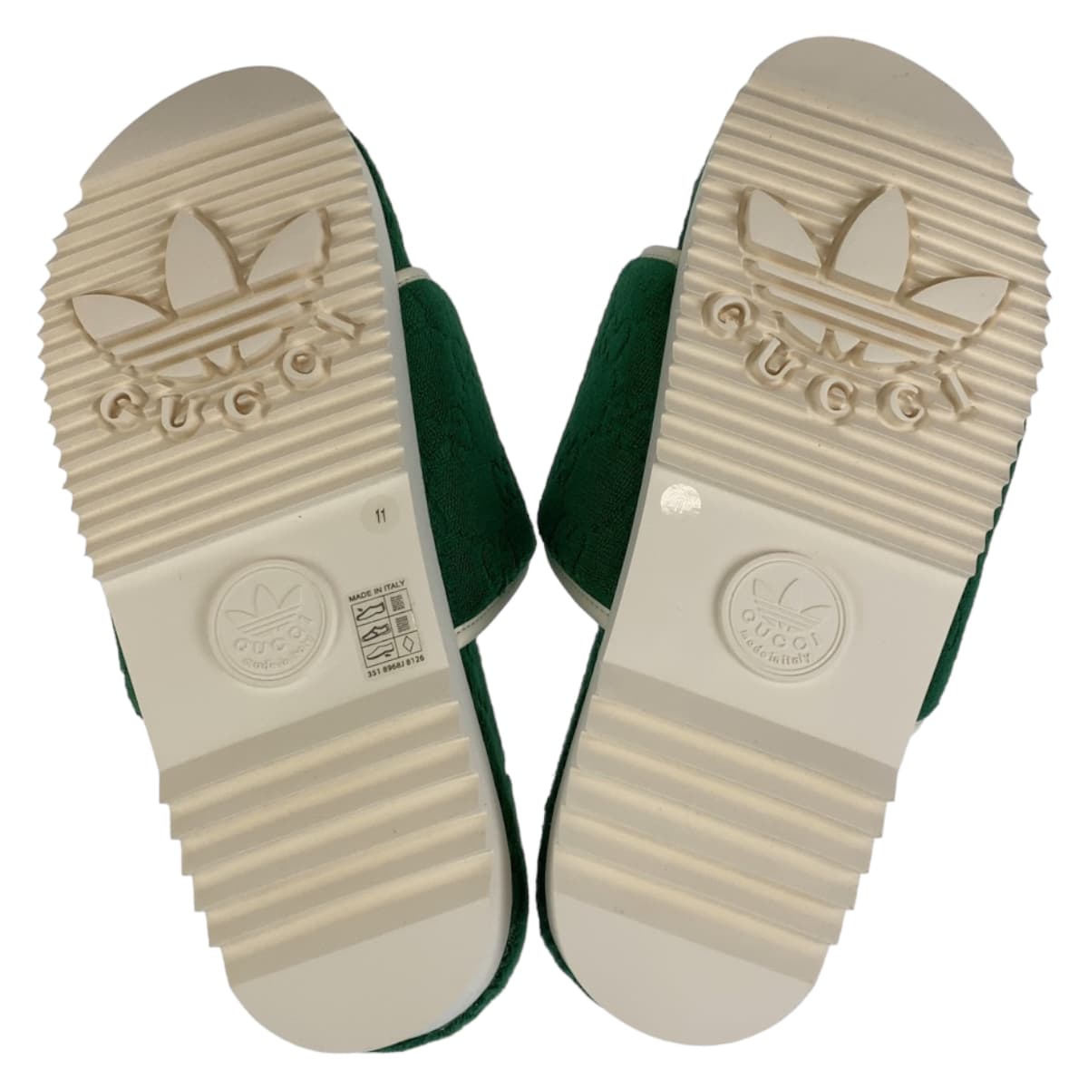 GUCCI グッチ adidas×GUCCI グリーン 緑 ホワイト 白 ラバー / GGコットン 702412 サンダル プラットフォーム  メンズ