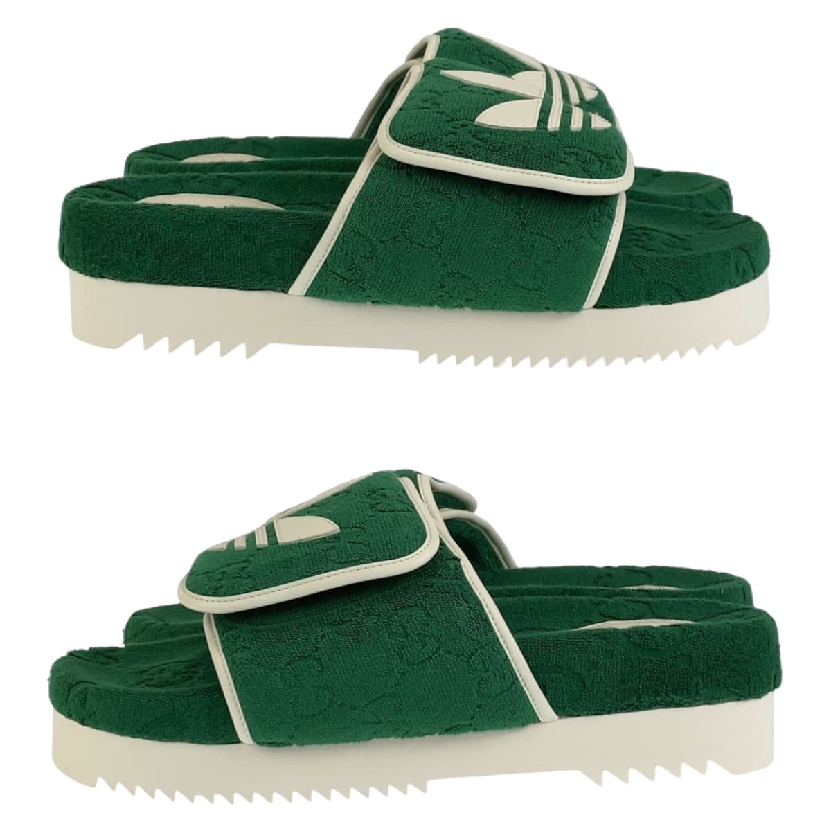 GUCCI グッチ adidas×GUCCI グリーン 緑 ホワイト 白 ラバー / GGコットン 702412 サンダル プラットフォーム  メンズ