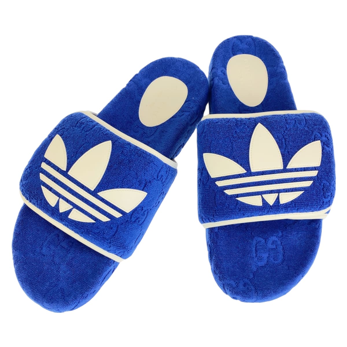 GUCCI グッチ adidas×GUCCI ブルー 青 ホワイト 白 ラバー / GGコットン 702412 サンダル プラットフォーム  メンズ