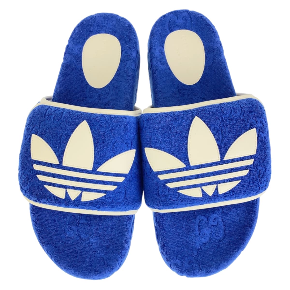 GUCCI グッチ adidas×GUCCI ブルー 青 ホワイト 白 ラバー / GGコットン 702412 サンダル プラットフォーム  メンズ
