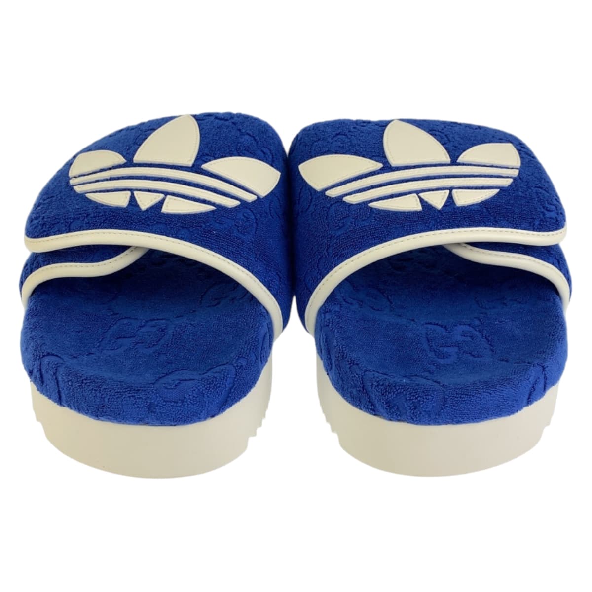 GUCCI グッチ adidas×GUCCI ブルー 青 ホワイト 白 ラバー / GGコットン 702412 サンダル プラットフォーム  メンズ