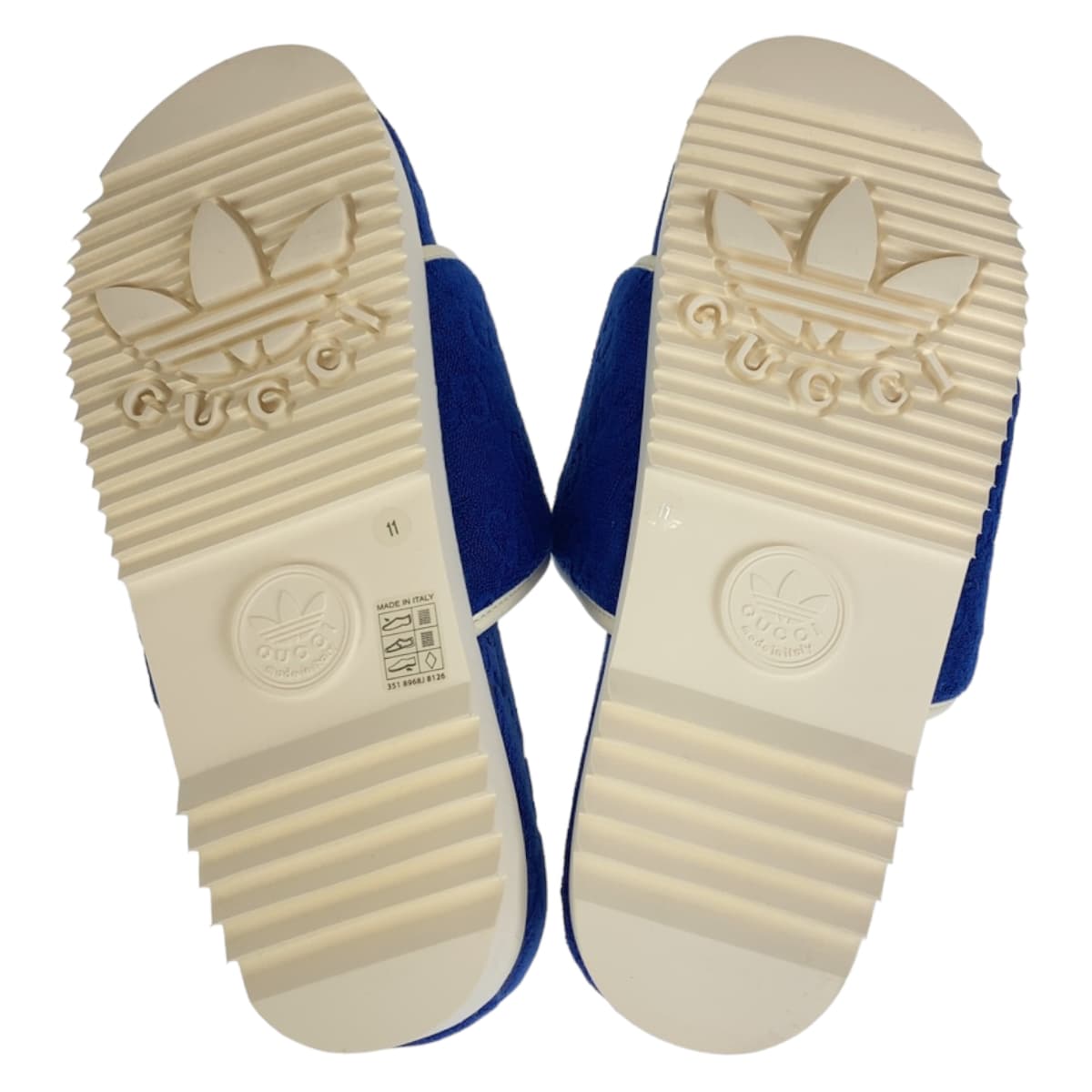 GUCCI グッチ adidas×GUCCI ブルー 青 ホワイト 白 ラバー / GGコットン 702412 サンダル プラットフォーム  メンズ