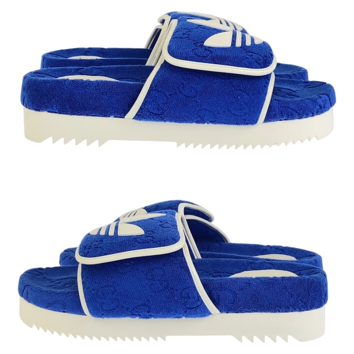 GUCCI グッチ adidas×GUCCI ブルー 青 ホワイト 白 ラバー / GGコットン 702412 サンダル プラットフォーム  メンズ