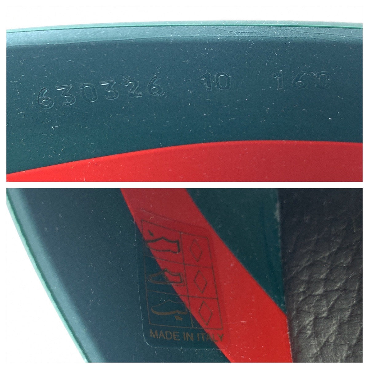 GUCCI グッチ シェリーライン クロスラバー サイズ10 ブラック 黒 グリーン 緑 レッド 赤 ビニール 63026 サンダル ビーチサンダル  メンズ