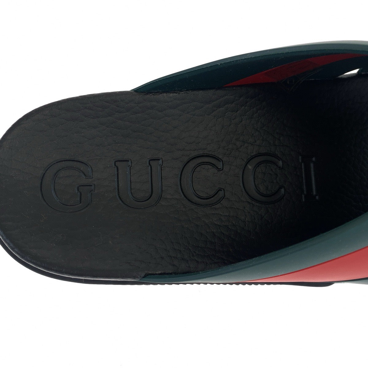 GUCCI グッチ シェリーライン クロスラバー サイズ9 ブラック 黒 グリーン 緑 レッド 赤 ビニール 630326 サンダル ビーチサンダル  メンズ