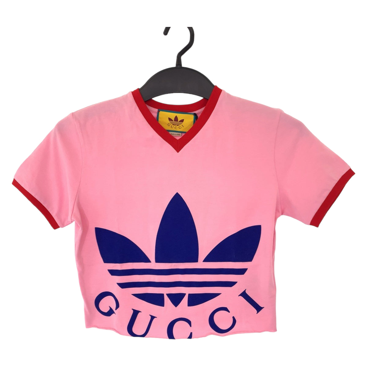H-00638
GUCCI グッチ GUCCI × adidas 22SS サイズXS ショート丈 ピンク レッド 赤 コットン 693637 半袖Tシャツ クロップド  レディース