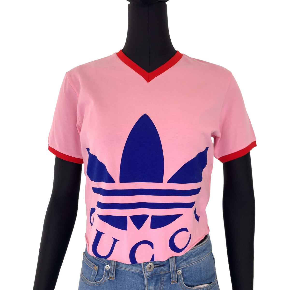 H-00638
GUCCI グッチ GUCCI × adidas 22SS サイズXS ショート丈 ピンク レッド 赤 コットン 693637 半袖Tシャツ クロップド  レディース