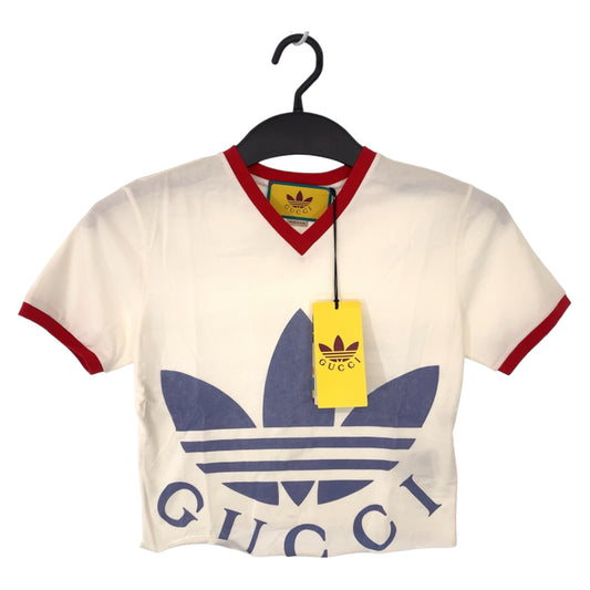 H-00639
GUCCI グッチ GUCCI×adidas 22SS サイズXXS ホワイト 白 レッド 赤 コットン 693637 半袖Tシャツ クロップド  レディース