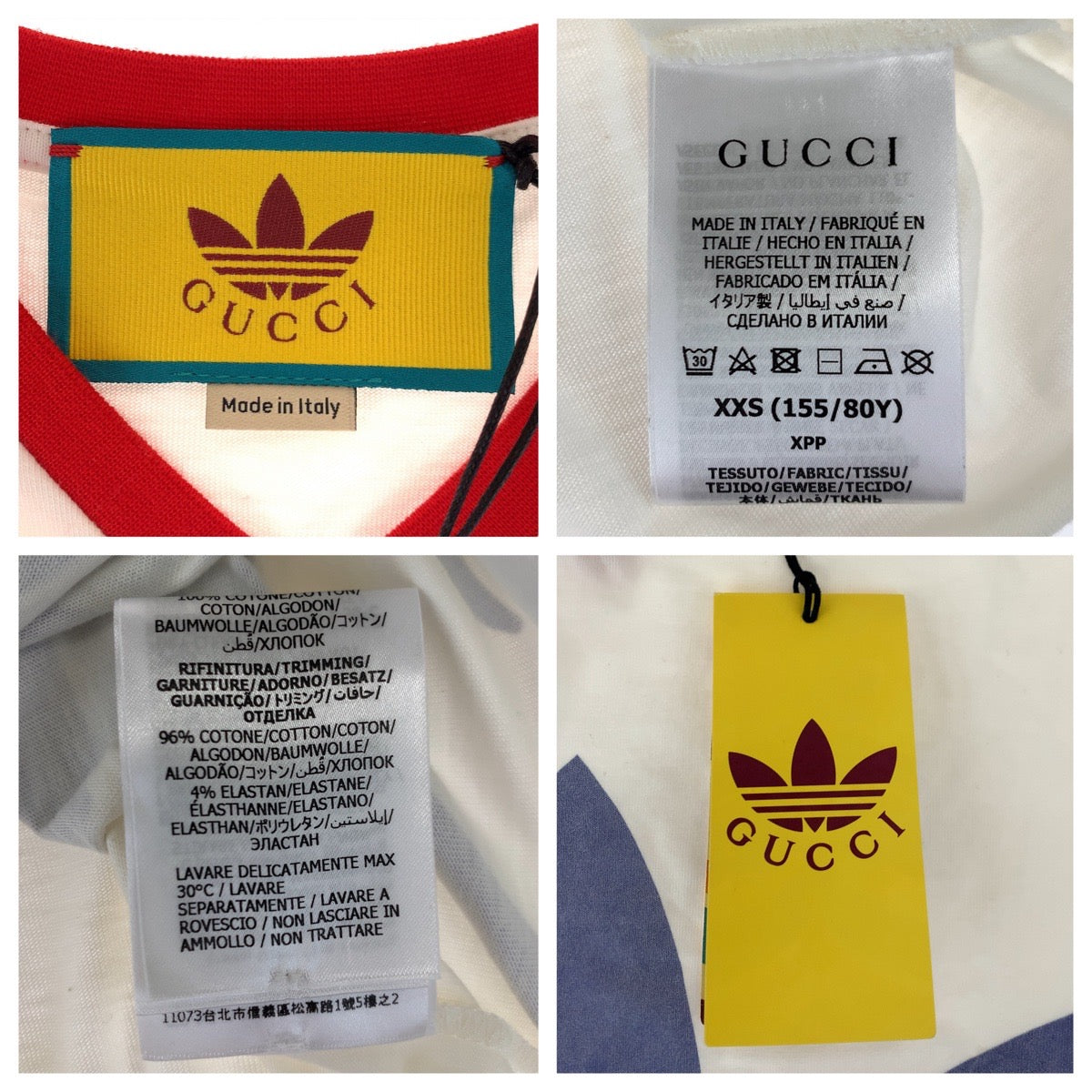 H-00639
GUCCI グッチ GUCCI×adidas 22SS サイズXXS ホワイト 白 レッド 赤 コットン 693637 半袖Tシャツ クロップド  レディース