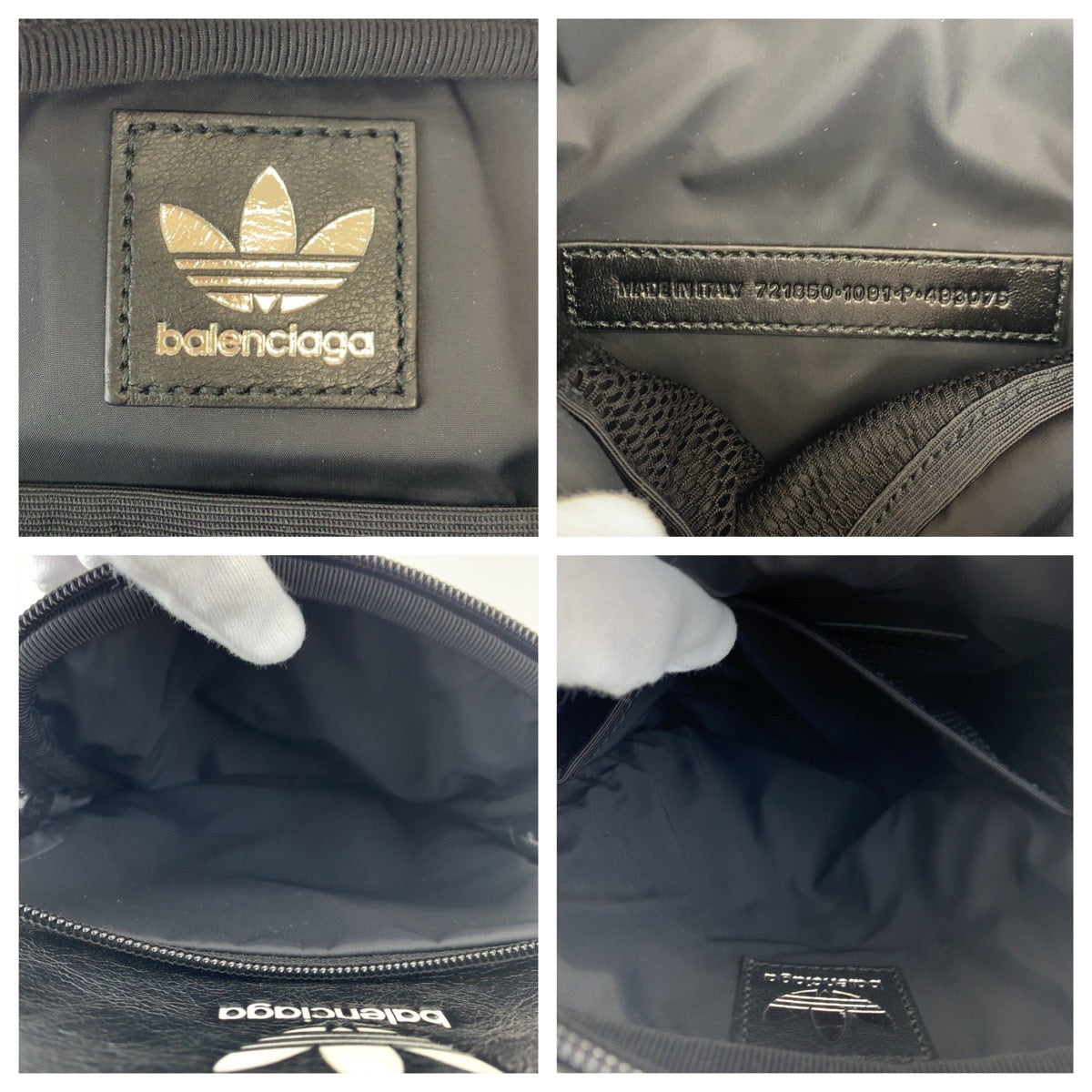 H-00640
BALENCIAGA バレンシアガ adidas×BALENCIAGA スリーライン ロゴ ヴィンテージ加工 ブラック 黒 ホワイト 白 レザー 721850 ショルダーバッグ 斜め掛け 男女兼用  メンズ