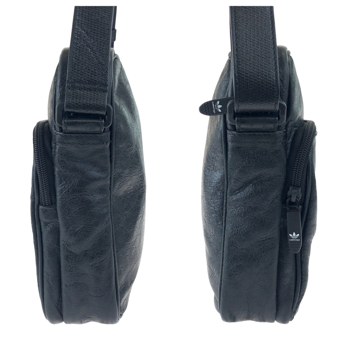H-00640
BALENCIAGA バレンシアガ adidas×BALENCIAGA スリーライン ロゴ ヴィンテージ加工 ブラック 黒 ホワイト 白 レザー 721850 ショルダーバッグ 斜め掛け 男女兼用  メンズ