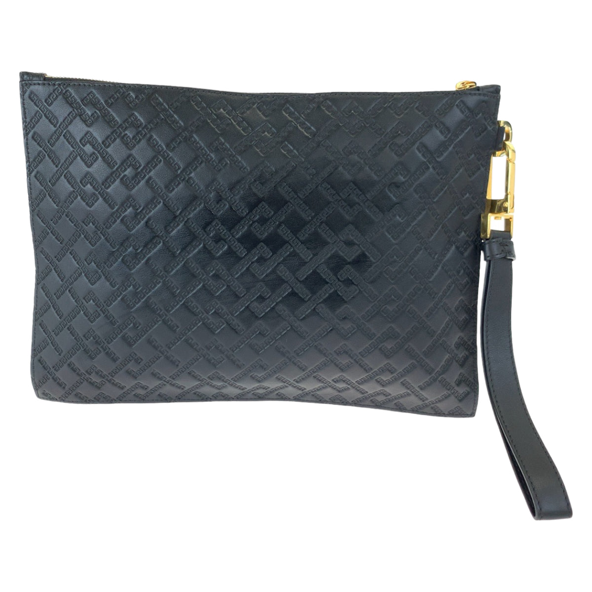 VERSACE Medusa black gold hardware leather clutch bag for men