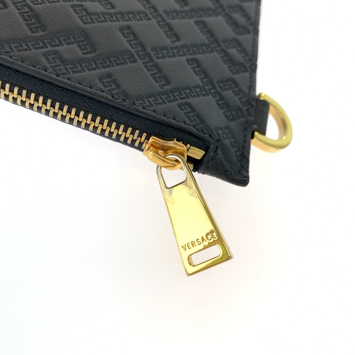 VERSACE Medusa black gold hardware leather clutch bag for men