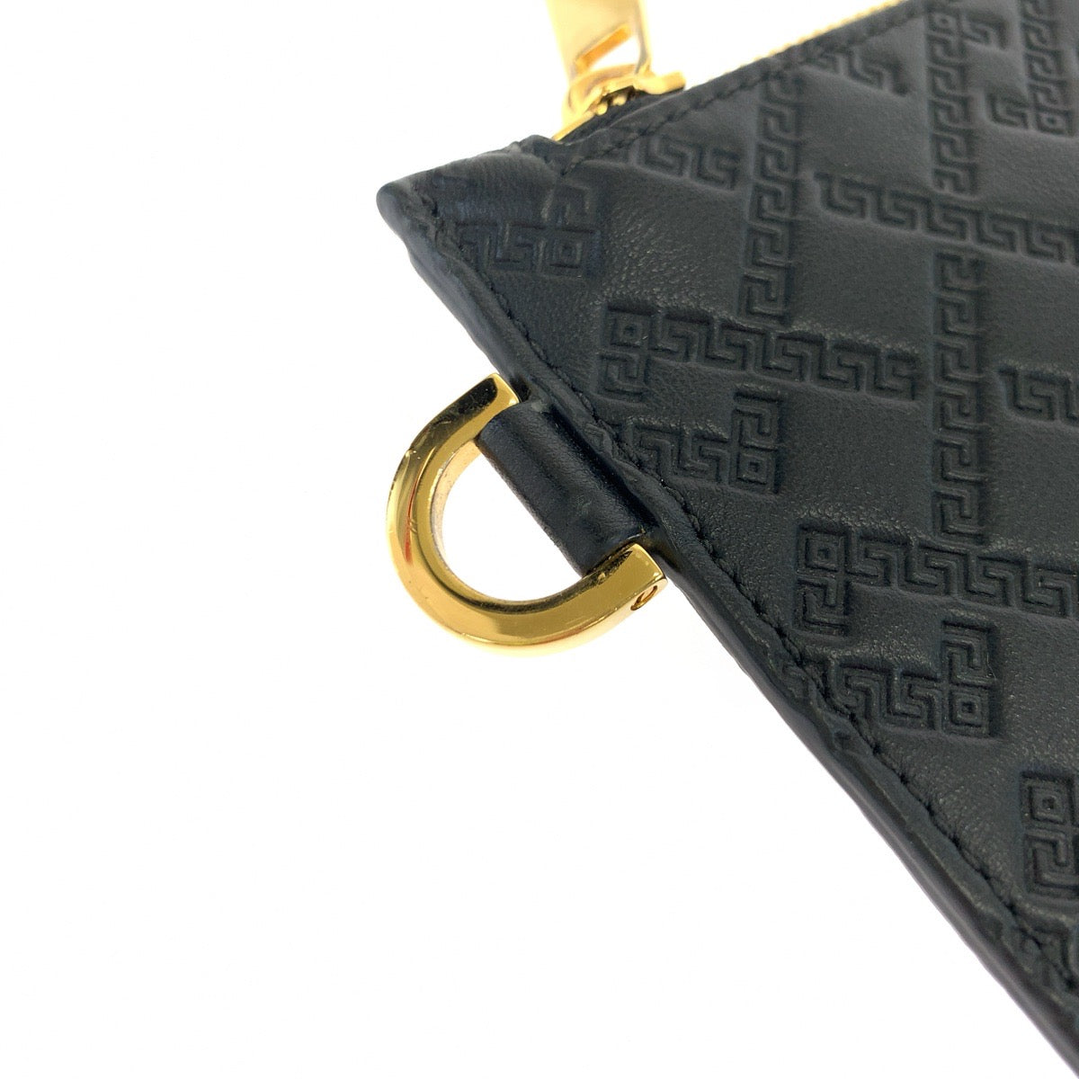 VERSACE Medusa black gold hardware leather clutch bag for men