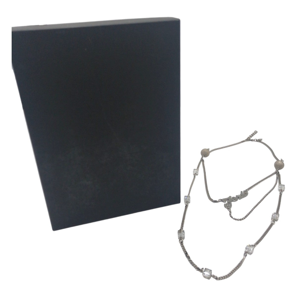 10490
 FENDI Rhinestone Logo Silver Silver Hardware Metal Bijou Necklace Pendant Women's