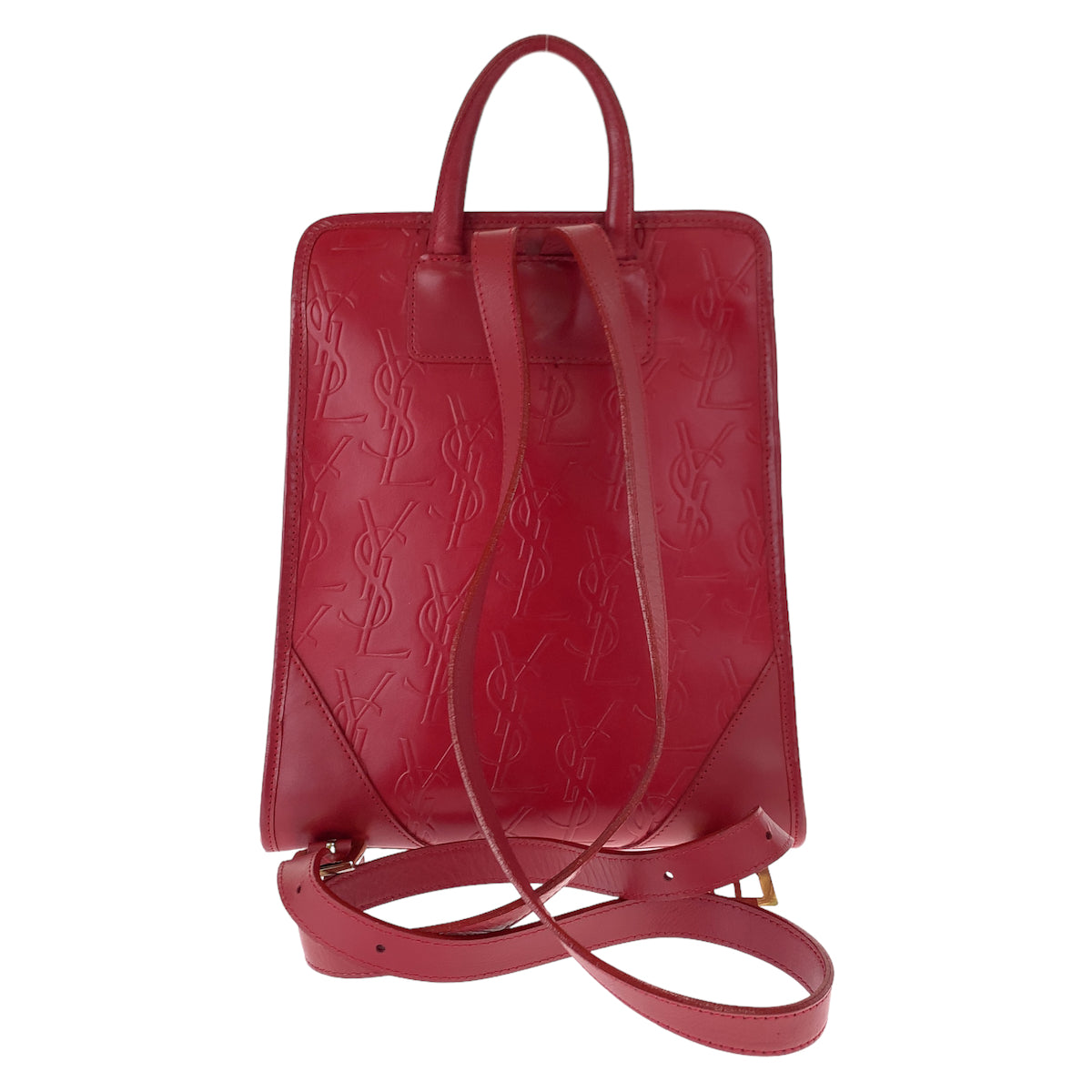 10492
 YVES SAINT LAURENT Vintage YSL Red Leather Backpack for Women