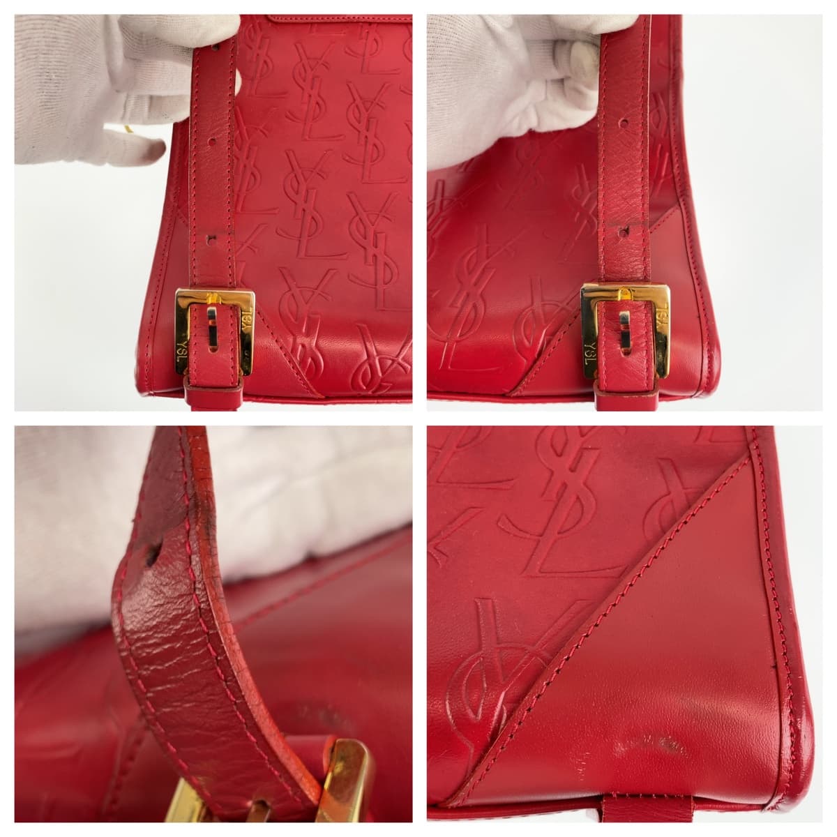 10492
 YVES SAINT LAURENT Vintage YSL Red Leather Backpack for Women