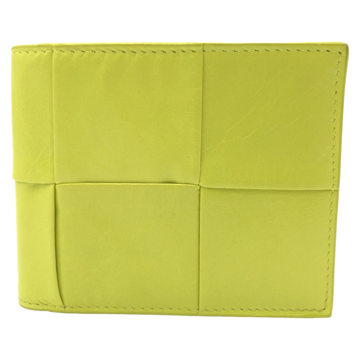 10493
 BOTTEGAVENETA Bottega Veneta Maxi Intrecciato Cassette Yellow Lime Yellow Leather Folding Wallet Compact Wallet Men's